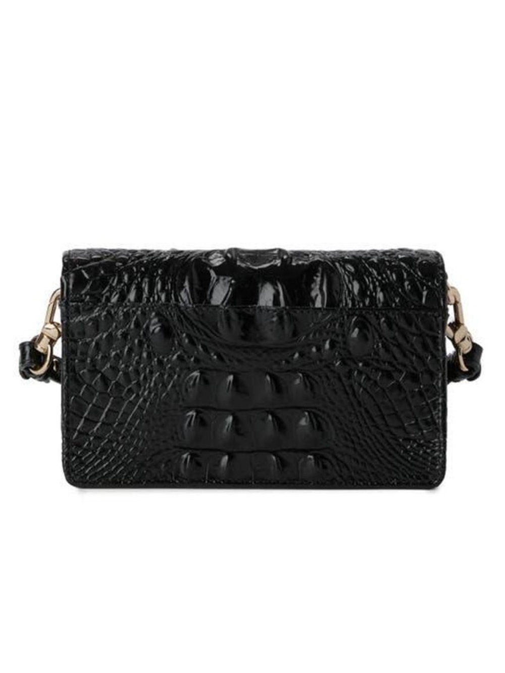 Brahmin Minuette Croc Embossed Black Leather Amelia Wallet Crossbody Minii Bag